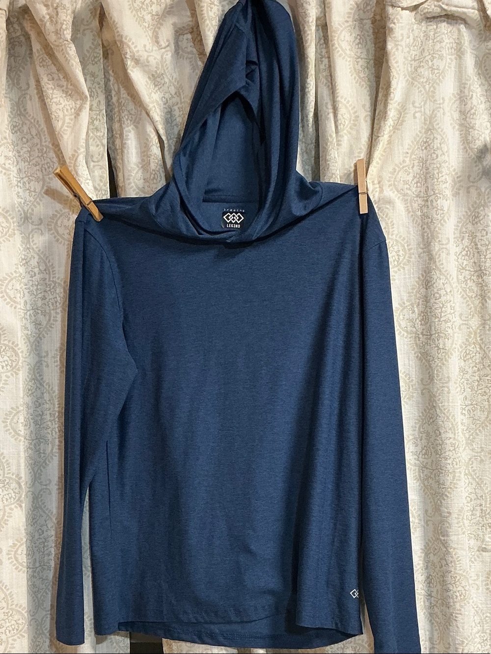 Lightweight Navy Hooded Long Sleeve Top